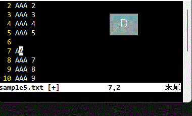 オペレーター（大文字）の特殊型コマンドの例"D"